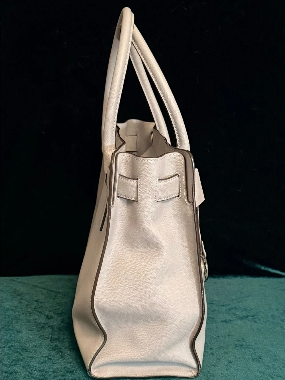 Michael Kors Grey Saffiano Leather Satchel with MK Charm